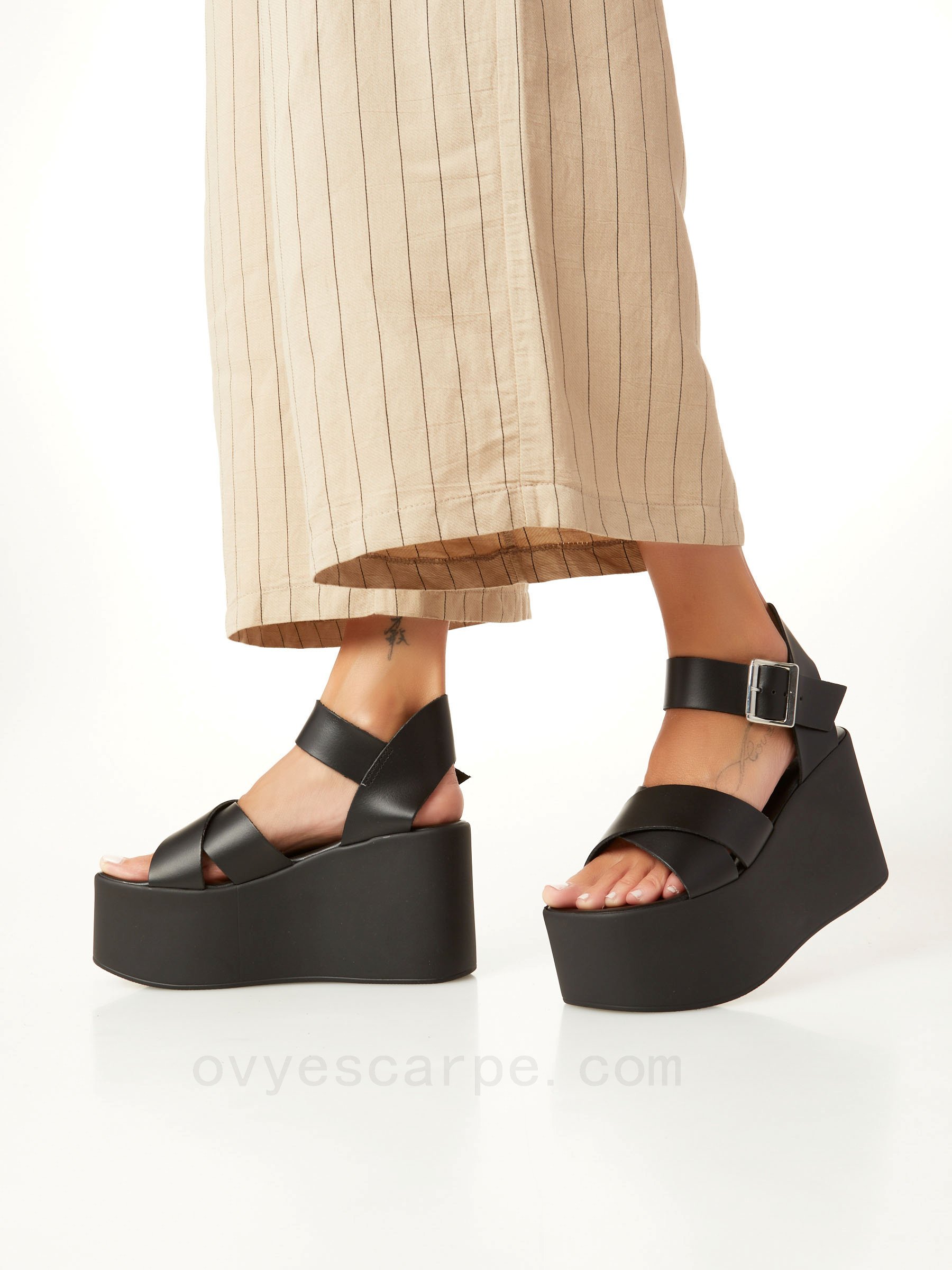(image for) In Saldo Leather Sandal With Wedge F08161027-0546 ovye shop